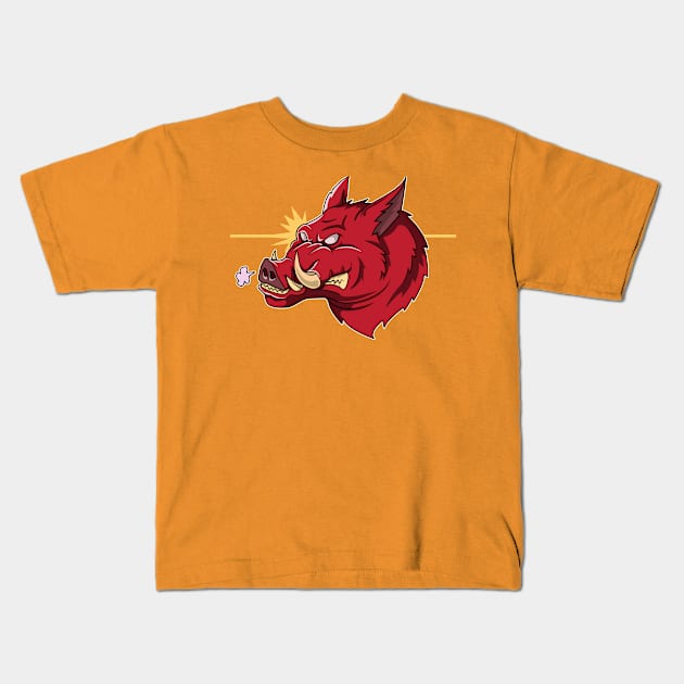 Angry Boar Head Kids T-Shirt by doddy77